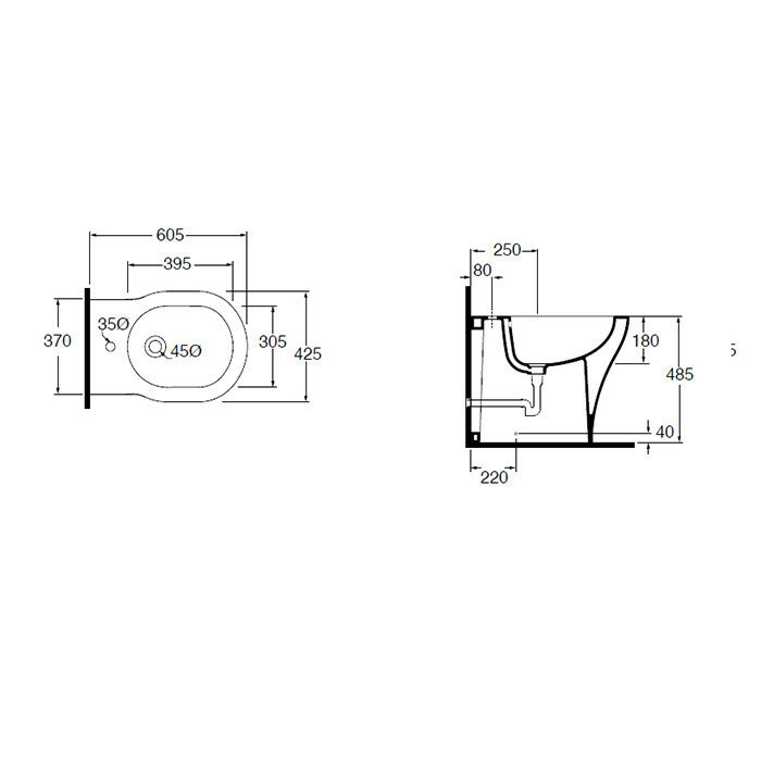 Azzurra Биде 43x61 XL, XLBKS000000MBI/(XL500/SOSK) цвет: белый