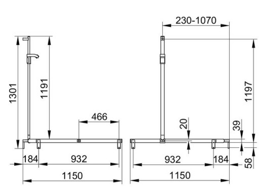 Keuco поручень вдоль стены и штанга для душа 1150 мм, axess, хром арт. 35015 010401