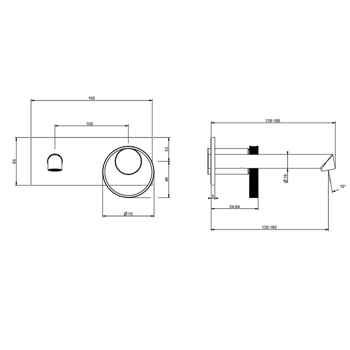 Gessi Смеситель для раковины, встраиваемый, излив 14.9-16.9см., внешняя часть, Anello, 63388#031 цвет: хром