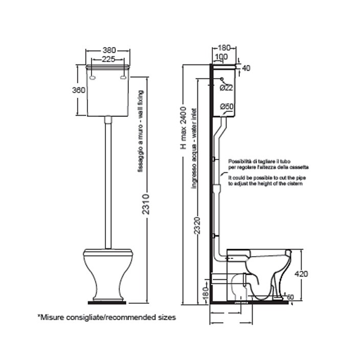 AZZURRA унитаз напольный 52х40см, слив универсальный, с креплением vfv, CHARME, CHVCTT000000BI 757390 CHCSAL000000BI/(CHA400/С bi) 754590cr цвет: белый/хром