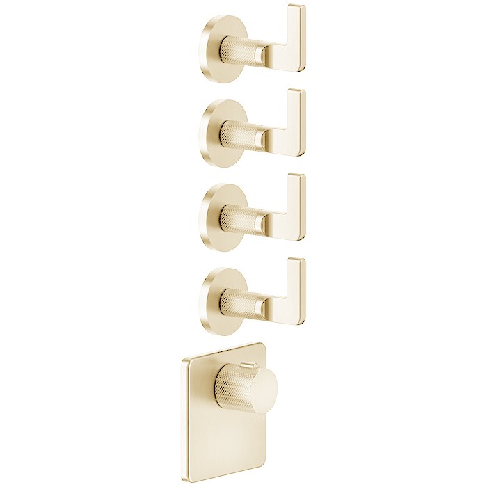 Gessi Смеситель для душа, термостатический, встраиваемый, резьба 3/4", Inciso, 58218#246 цвет: золото