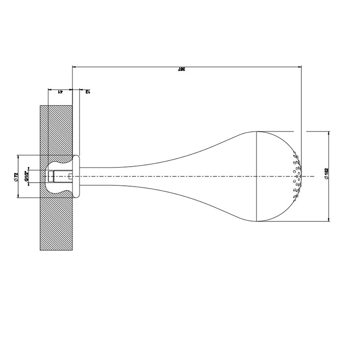 Gessi Верхний душ для потолочного крепления каплевидной формы, h:387мм, Goccia, 33751#279 цвет: белый