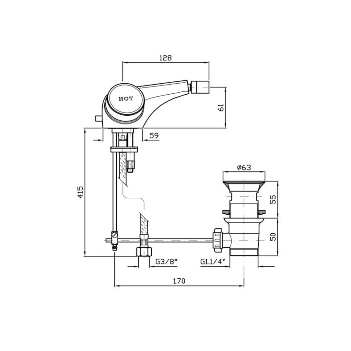 Zucchetti смеситель для биде на 1 отверстие с гладким фланцем, savoir, хром арт. zsv603.c-