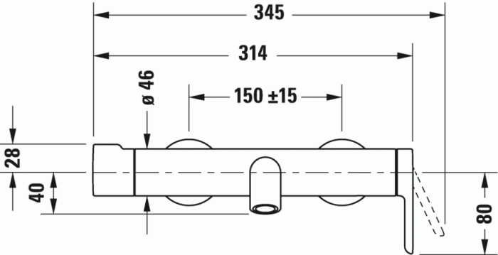 Duravit однорычажный смеситель для ванны c15230000046, c.1, c15230000046 цвет: черный матовый