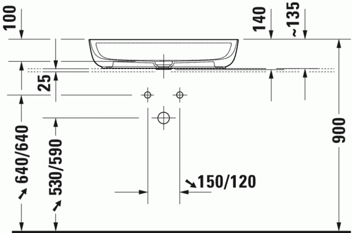 Duravit раковина 70х40 см цвет, luv, 0380700000 цвет: белый глянцевый