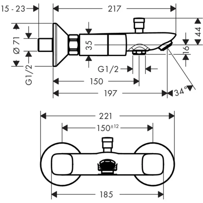 Hansgrohe смеситель для ванны, Logis, хром арт. SET/71243000/26275000
