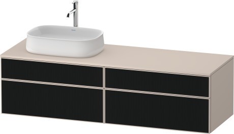 Duravit тумба подвесная с вырезом под раковину слева 550 мм х 1600 мм х 442 мм, zencha, ze4824l63830000 цвет: чёрное стекло/серо-коричневый суперматовый