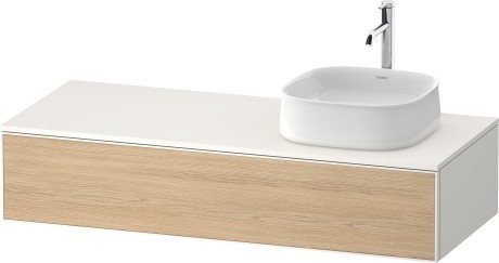 Duravit тумба подвесная с вырезом под раковину справа 550 мм х 1300 мм х 281 мм, zencha, ze4812r30840000 цвет: натуральный дуб/белый суперматовый