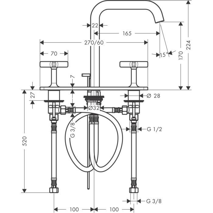 AXOR смеситель для раковины, Citterio E, шлифованное красное золото арт. 36116310