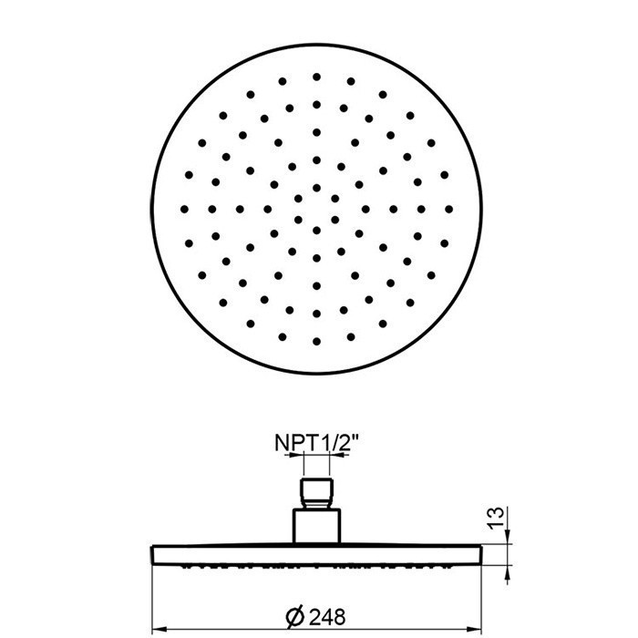 Almar верхний душ round emotion, арт. e044252 stainless steel aisi 316