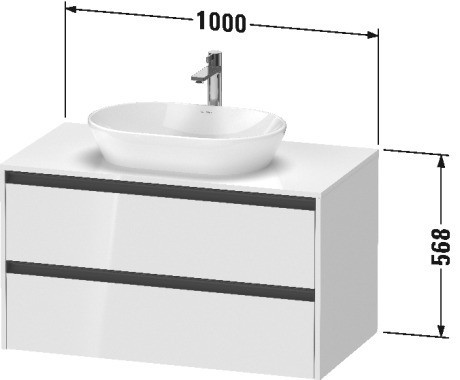 Duravit тумба подвесная под раковину 550 мм х 1000 мм х 568 мм, ketho.2, k24896075750000 цвет: лён