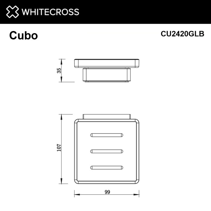Мыльница подвесная, Whitecross Cubo gold brushed, брашированное золото арт. CU2420GLB