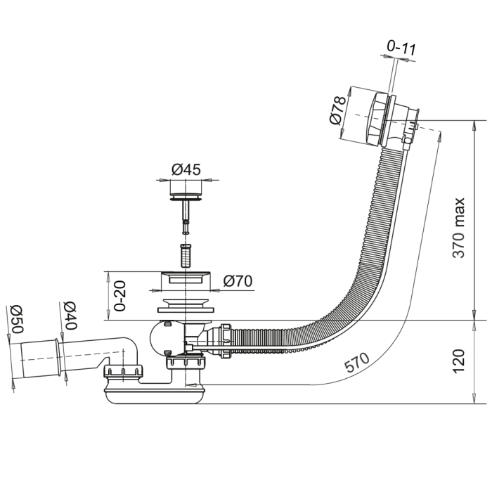 Слив-перелив 60 см., Whitecross, брашированный никель арт. SPWC60NIB