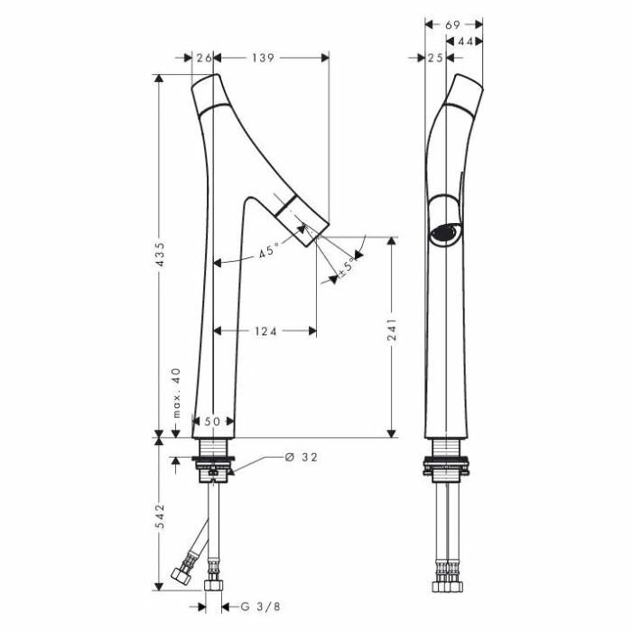 AXOR смеситель для раковины, Starck Organic, хром арт. 12013000