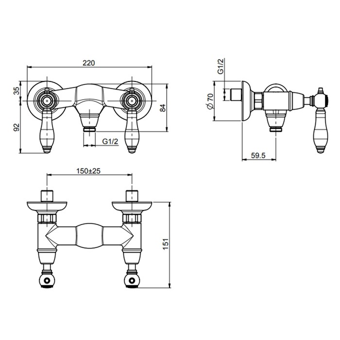 Fima Carlo Frattini смеситель для душа, настенный, herend, золото арт. f5405/1or