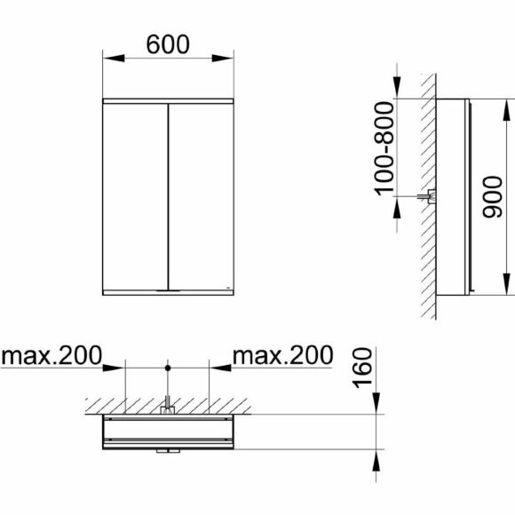 Keuco шкаф с подсветкой настенный, с двумя дверцами, анодированный, Royal modular 2.0, алюминий серебристый анодированный арт. 800211061100000