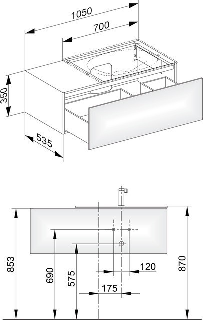 Keuco тумба под раковину 1050x350x535 мм 1 ящик, edition 11, арт. 31154 330000