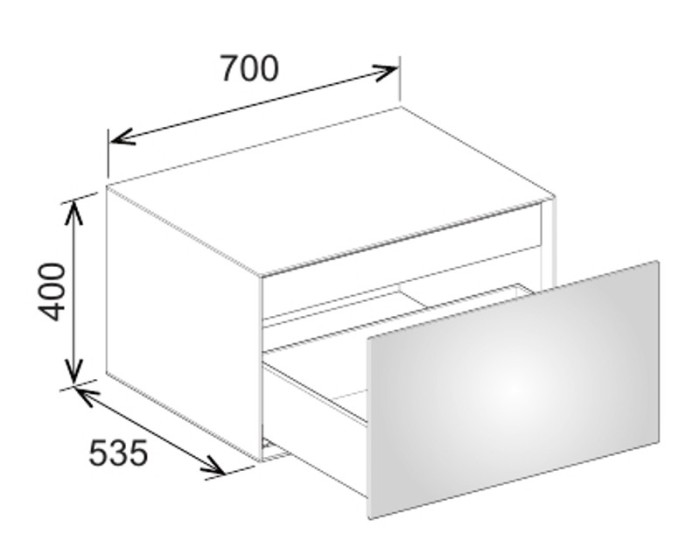 Keuco боковая тумба 700х400х535 мм 1 ящик фасад дуб, edition lignatur, арт. 33320 700001