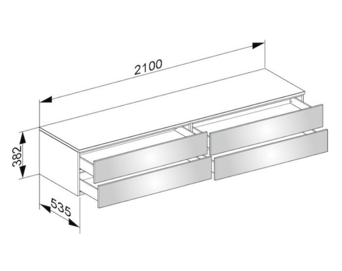 Keuco тумба боковая подвесная с четырьмя выдвижными фронтальными ящиками антарцит, edition 400, антрацит арт. 31772 390000