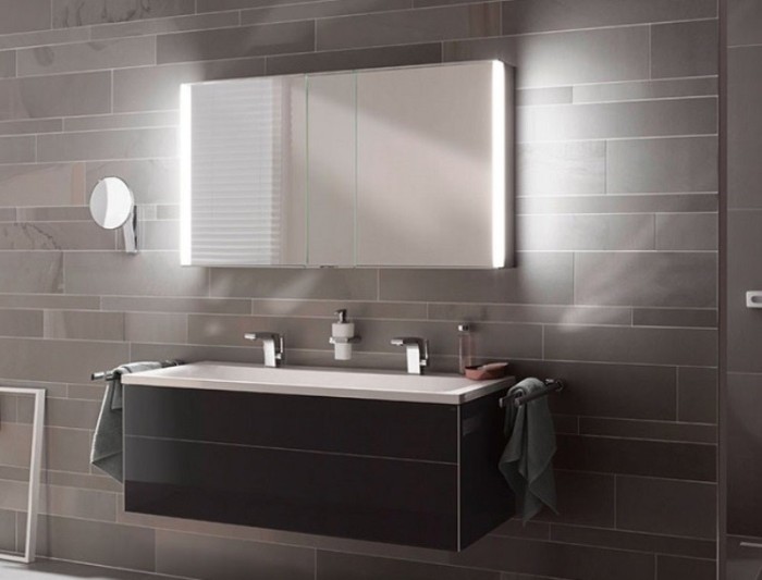 Keuco зеркальный шкаф с подсветкой настенный монтаж, royal match, серебристый арт. 12804 171301