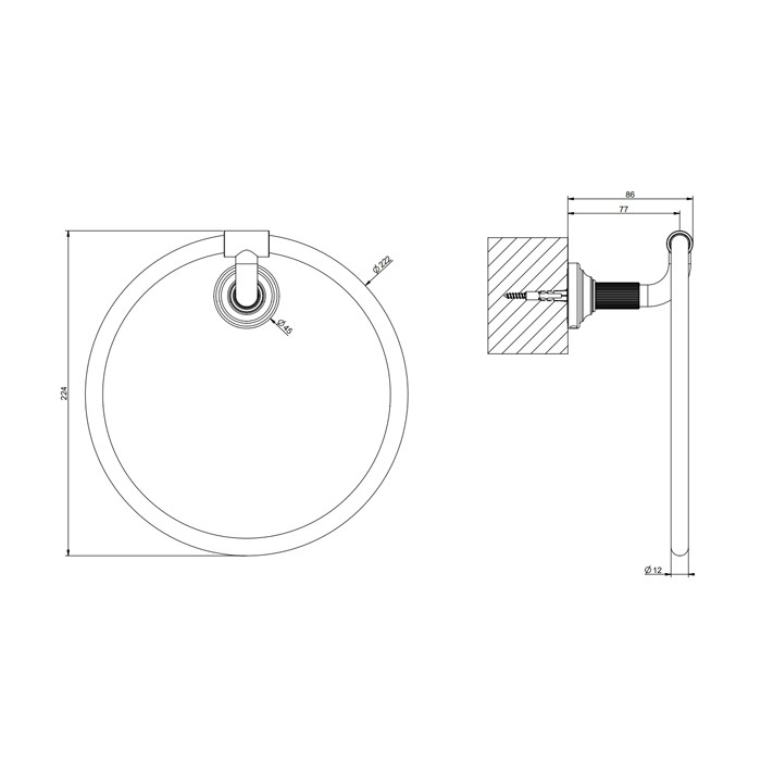 Gessi Полотенцедержатель-кольцо, Venti20, 65509#299 цвет: черный матовый