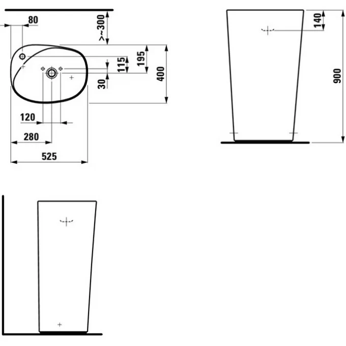 LAUFEN раковина напольная 52x40, PALOMBA - 8.1180.3.000.104.1