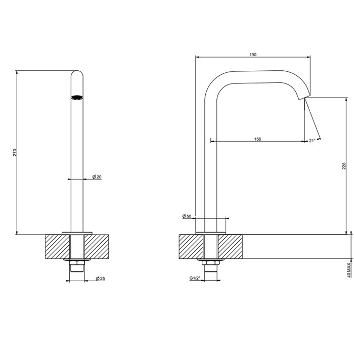 Gessi Отдельностоящий излив h=230мм, 316, 54093#707 цвет: brushed black metal pvd