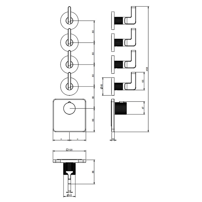 Gessi Смеситель для душа, встраиваемый, термостатический, Inciso, 58218#031 цвет: хром
