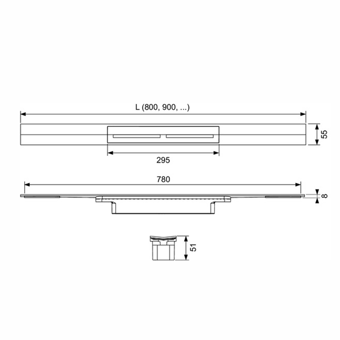 TECE профиль для душа, 900 мм, polished gold optic, drainprofile - 670812