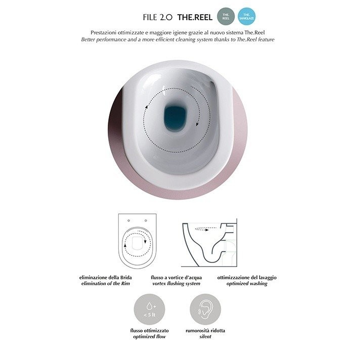 Унитаз подвесной Reel 37x52 см, белый матовый/покрытие Saniglaze, Art Ceram File 2.0 арт. FLV006 05 00