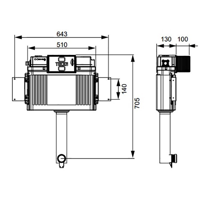 TECE встраиваемый бачок для напольного унитаза, фронт, base - 9041308