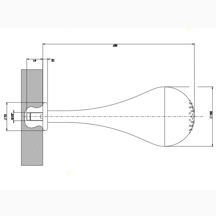 Gessi Верхний душ для потолочного крепления каплевидной формы, h=387мм, Goccia, 33751#299 цвет: черный