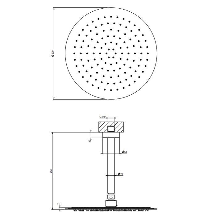 Gessi Верхний душ, потолочная, поворотная с шарниром, с защитой от известкового налёта, Emporio shower, 47259#238 цвет: mirror steel