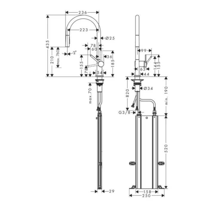 Hansgrohe смеситель для кухни, Talis M54, нержавеющая сталь арт. 72801800