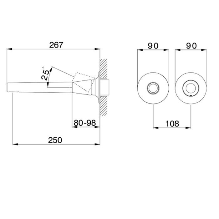 Cisal настенный смеситель для раковины vi00551140 vita cisal, цвет: чёрный матовый