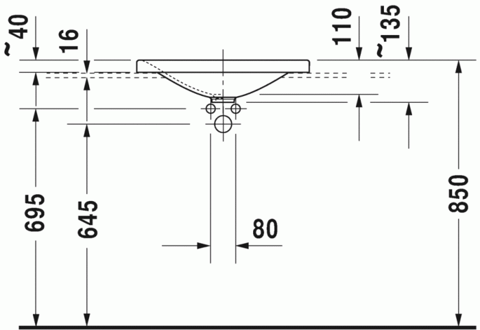 Duravit раковина встраиваемая сверху 0377550000 55х45см, p3 comforts, 037755 00 00 цвет: белый