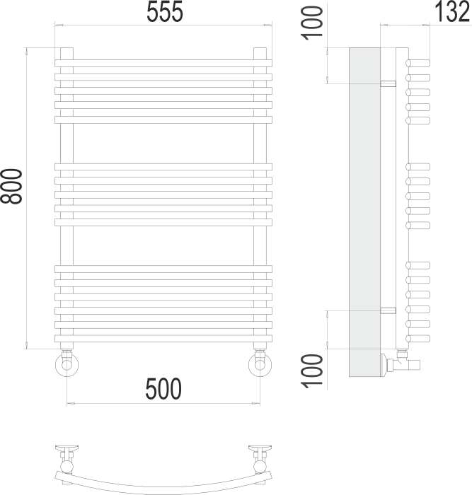 Terminus водяной полотенцесушитель марио п16 500х800, люкс арт. 4670078530738