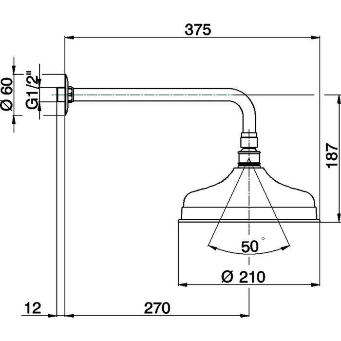 Cisal верхний душ d=210мм, l270, для настенного крепления ds01340024 shower, цвет: золото