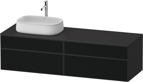 Duravit тумба подвесная с вырезом под раковину слева 550 мм х 1600 мм х 442 мм, zencha, ze4824l63800000 цвет: чёрное стекло/графит суперматовый
