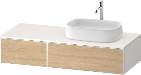 Duravit тумба подвесная с вырезом под раковину справа 550 мм х 1300 мм х 281 мм, zencha, ze4817030840000 цвет: натуральный дуб/белый суперматовый