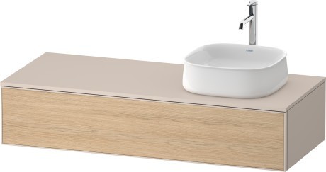 Duravit тумба подвесная с вырезом под раковину справа 550 мм х 1300 мм х 281 мм, zencha, ze4812r30830000 цвет: натуральный дуб/серо-коричневый суперматовый