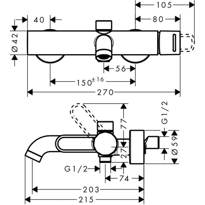AXOR смеситель для ванны, Uno, никель арт. 38421820