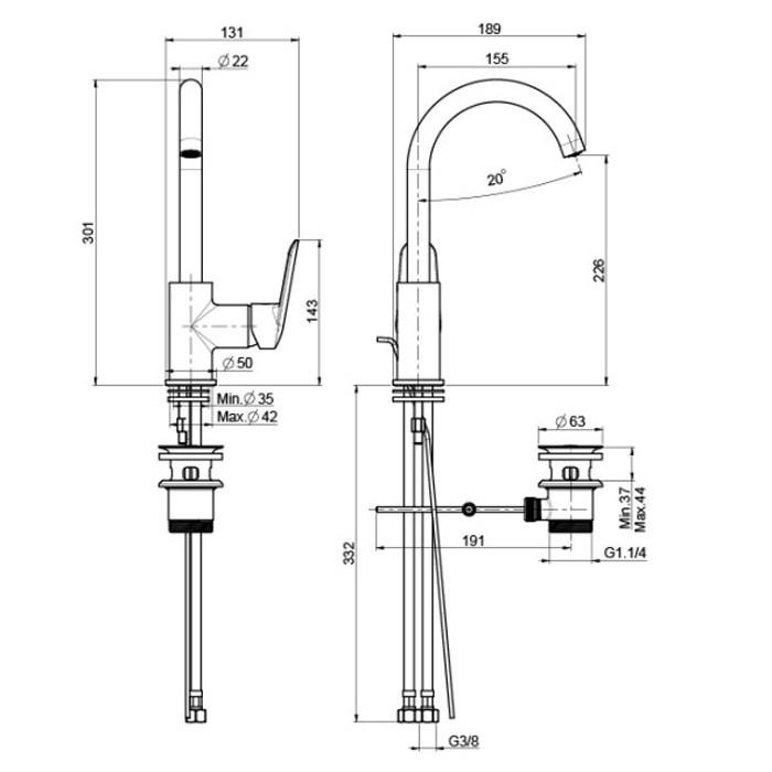 Fima Carlo Frattini смеситель на раковину с вращающимся изливом, spot, хром арт. f3011cr