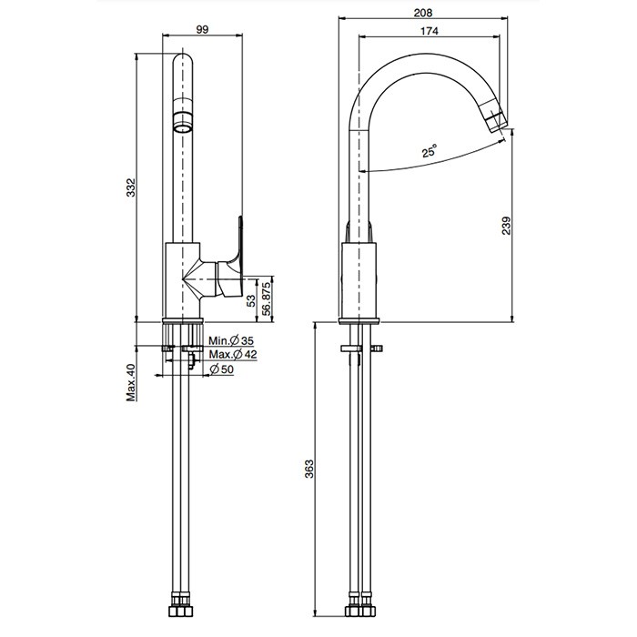 Fima Carlo Frattini смеситель для кухни, на 1 отв., kitchen, хром арт. f3837/3cr