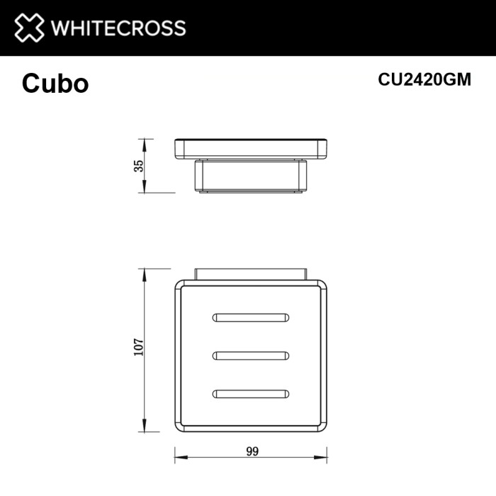 Мыльница подвесная, Whitecross Cubo gunmetal, оружейная сталь арт. CU2420GM