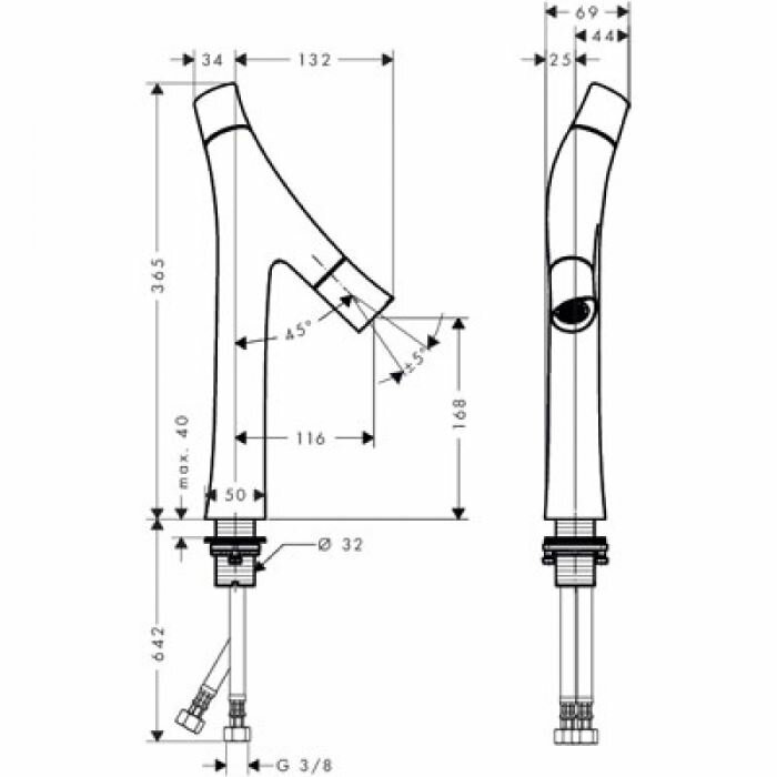 AXOR смеситель для раковины, Starck Organic, хром арт. 12012000