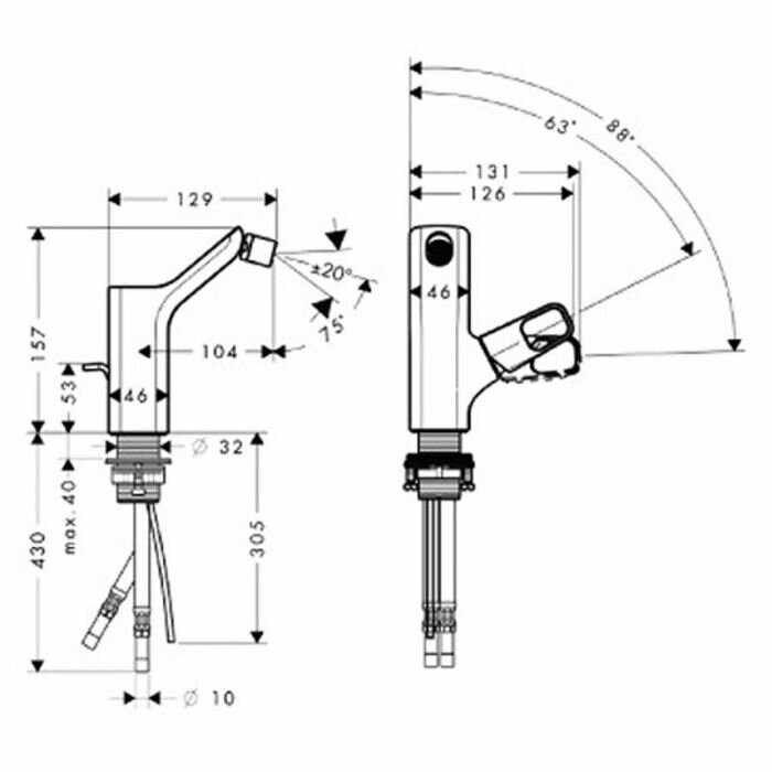 AXOR смеситель для биде, Urquiola, хром арт. 11220000