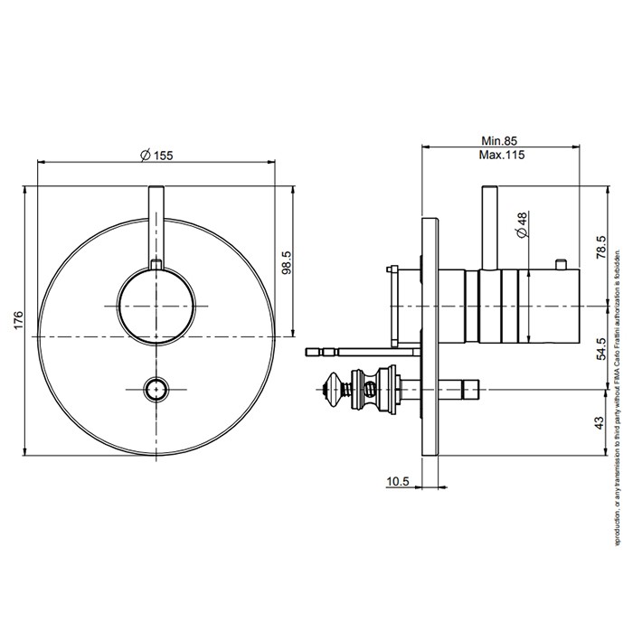 Fima Carlo Frattini смеситель для душа, встраиваемый, на два источника, без внутр. части, fimatherm, хром арт. f4039x2cr