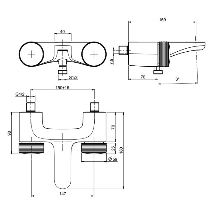 Fima Carlo Frattini смеситель для ванны, настенный, texture collection, золото арт. f5604/1hor