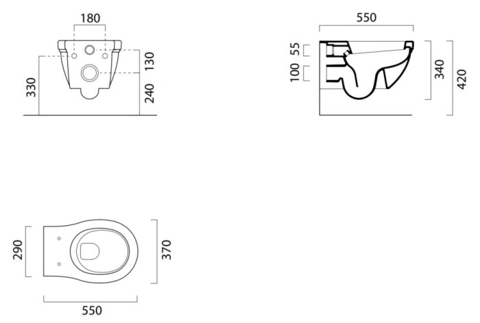 GSI Подвесной унитаз 37х55 см, без крепежа в комплекте, без сиденья, Classic - 871211